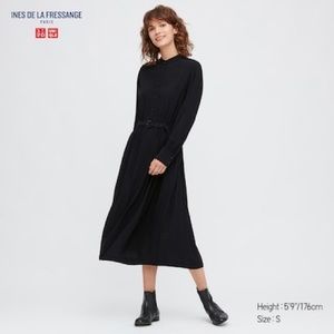 ❤️NWT❤️ Uniqlo Rayon Belted Long-Sleeve Dress